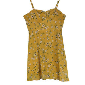 Lulu's Mini Dress Women Medium Yellow Sundress Lined Lightweight Spaghetti Strap
